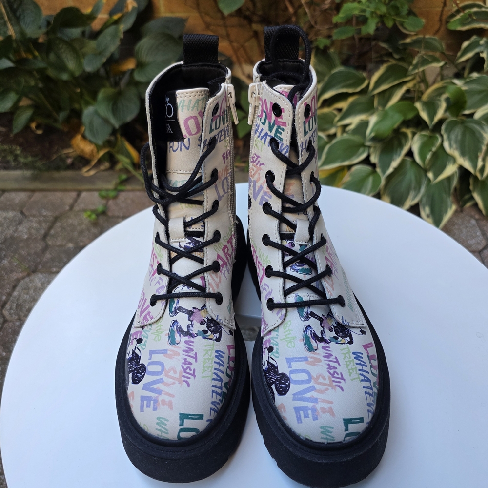 Zara Kids Colorful Graphic Combat Boots Disney